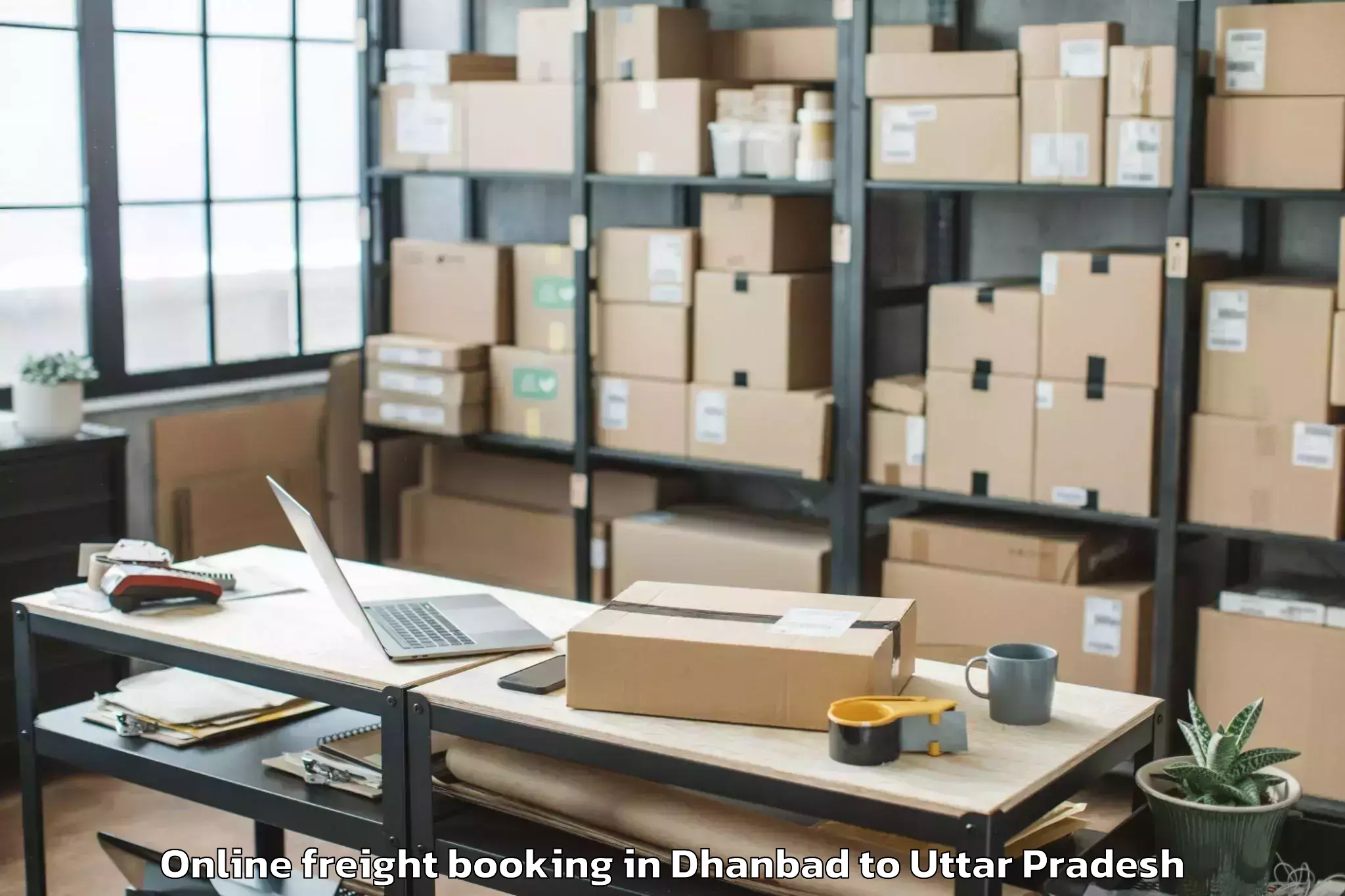 Affordable Dhanbad to Bajna Online Freight Booking